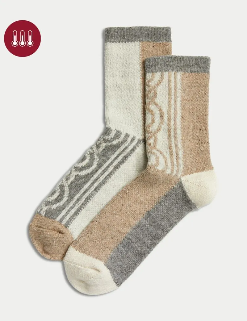 2pk Thermal Ankle High Socks with Wool and SIlk