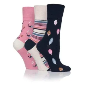 3 Pairs Non Binding Socks for Women in Nature Prints