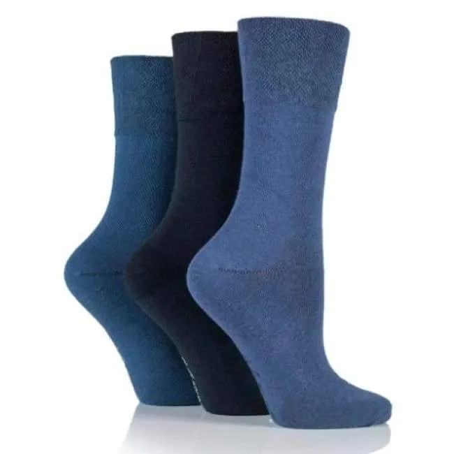 3 Pairs Non Binding Socks for Women in Navy Mix