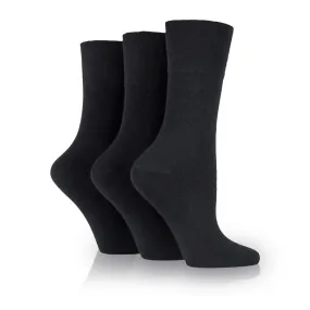 3 Pairs Non Binding Socks for Women in Plain Black