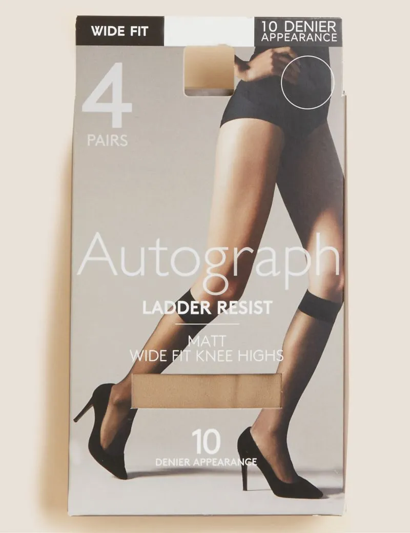 4pk 10 Denier Ladder Resist Knee Highs