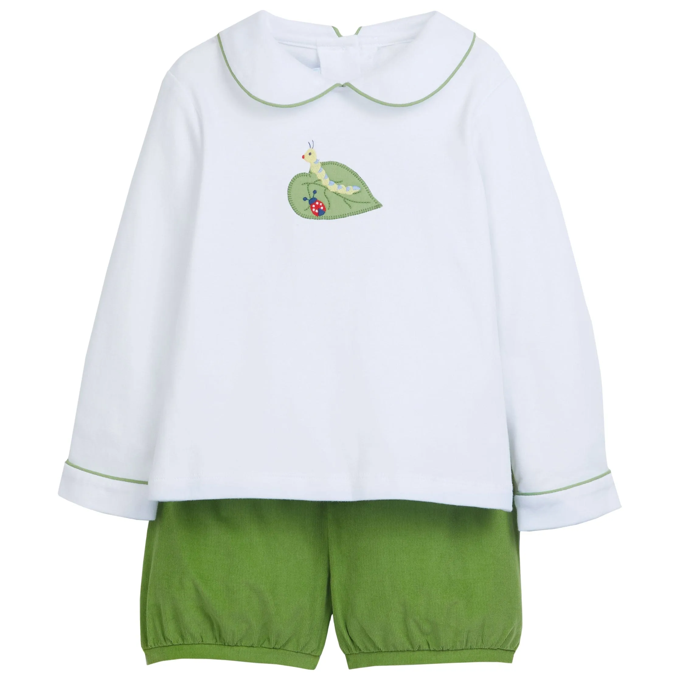 Applique Peter Pan Banded Short Set - Caterpillar