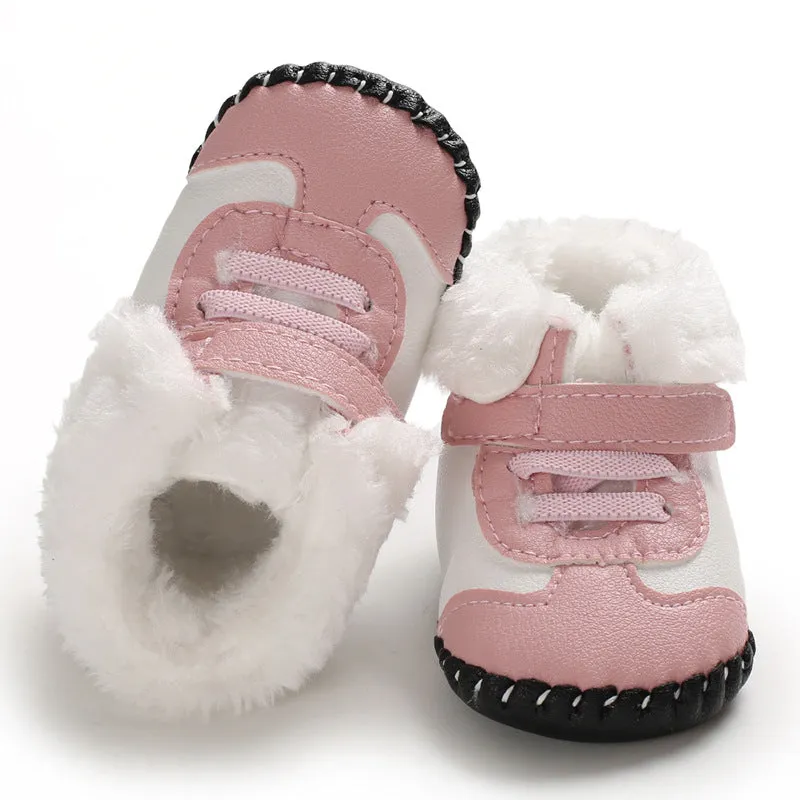 Baby Winter Snow Boots Fluffy Velcro Soft Sole Toddler Shoes