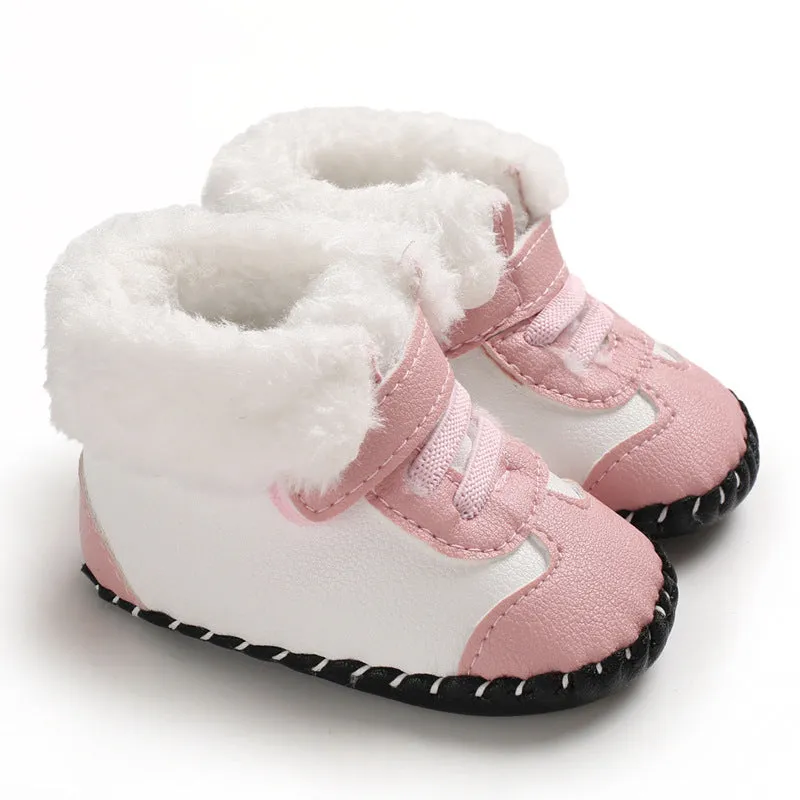 Baby Winter Snow Boots Fluffy Velcro Soft Sole Toddler Shoes