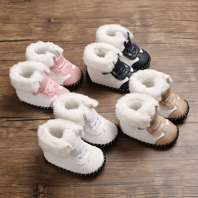 Baby Winter Snow Boots Fluffy Velcro Soft Sole Toddler Shoes