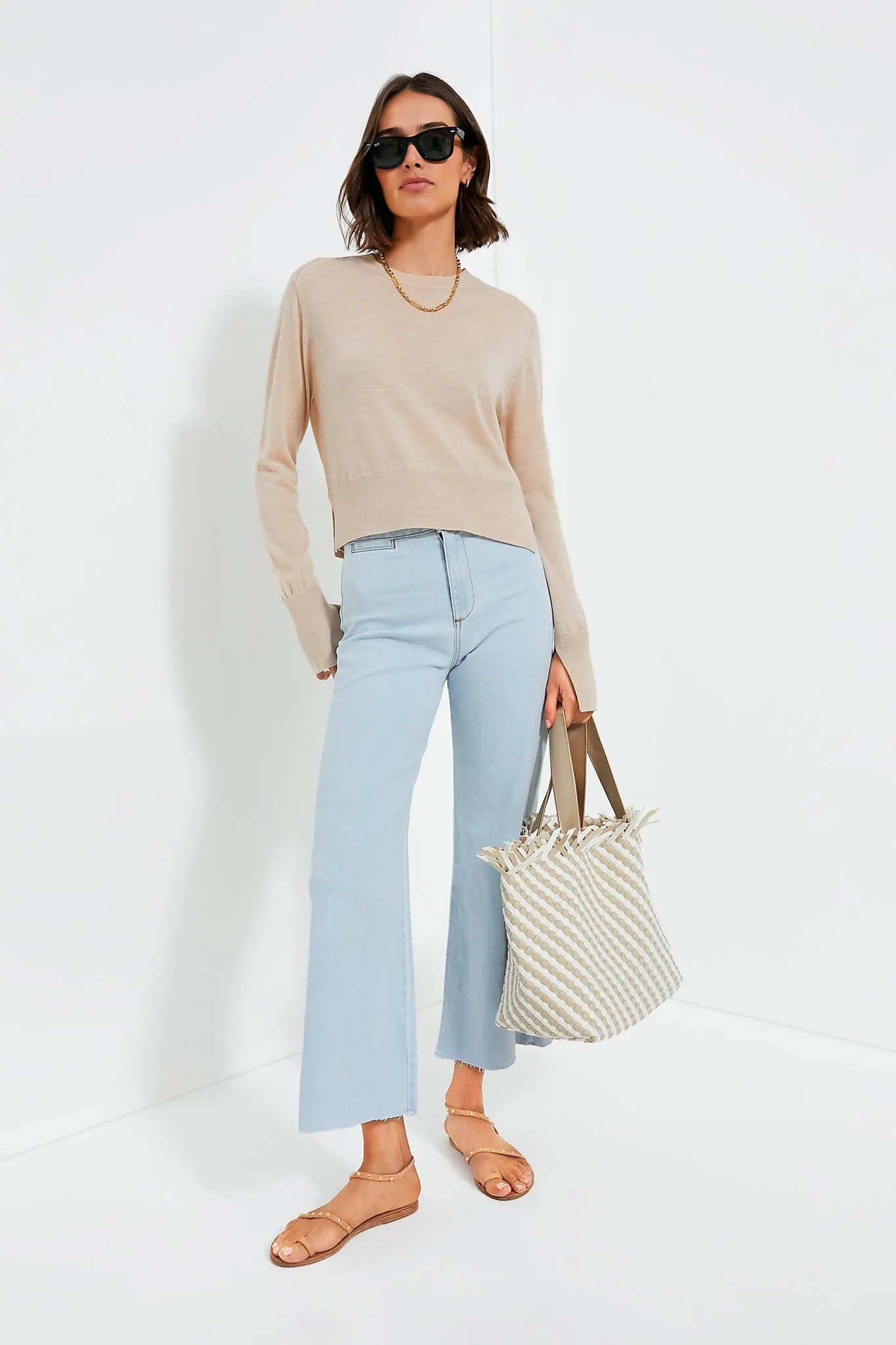 Beige Elodie Layered Crewneck Knit