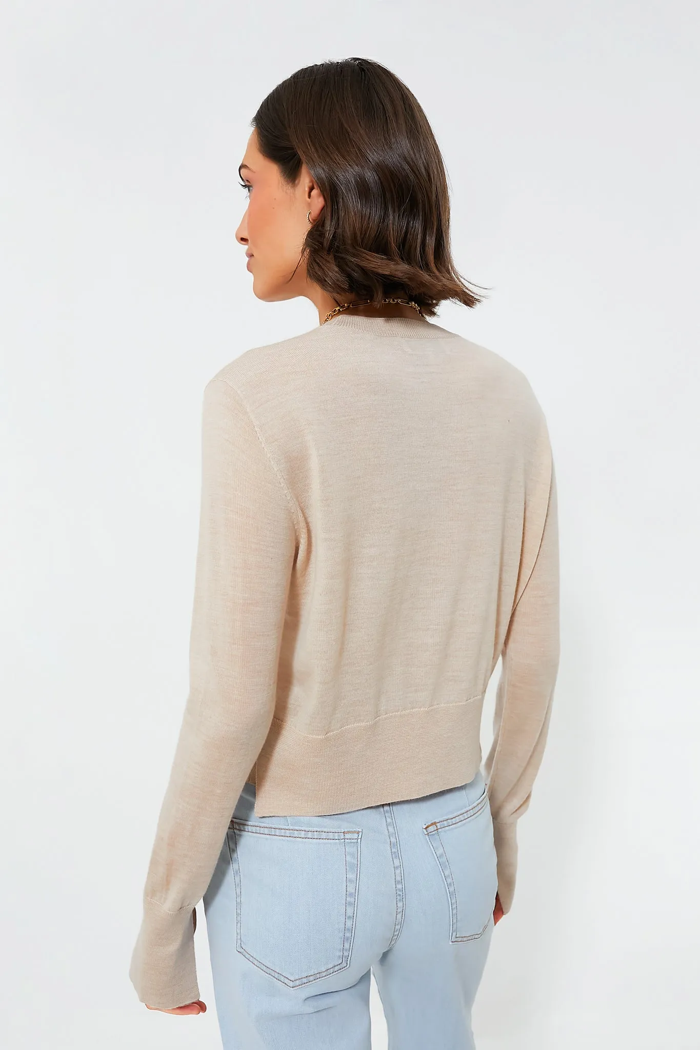 Beige Elodie Layered Crewneck Knit