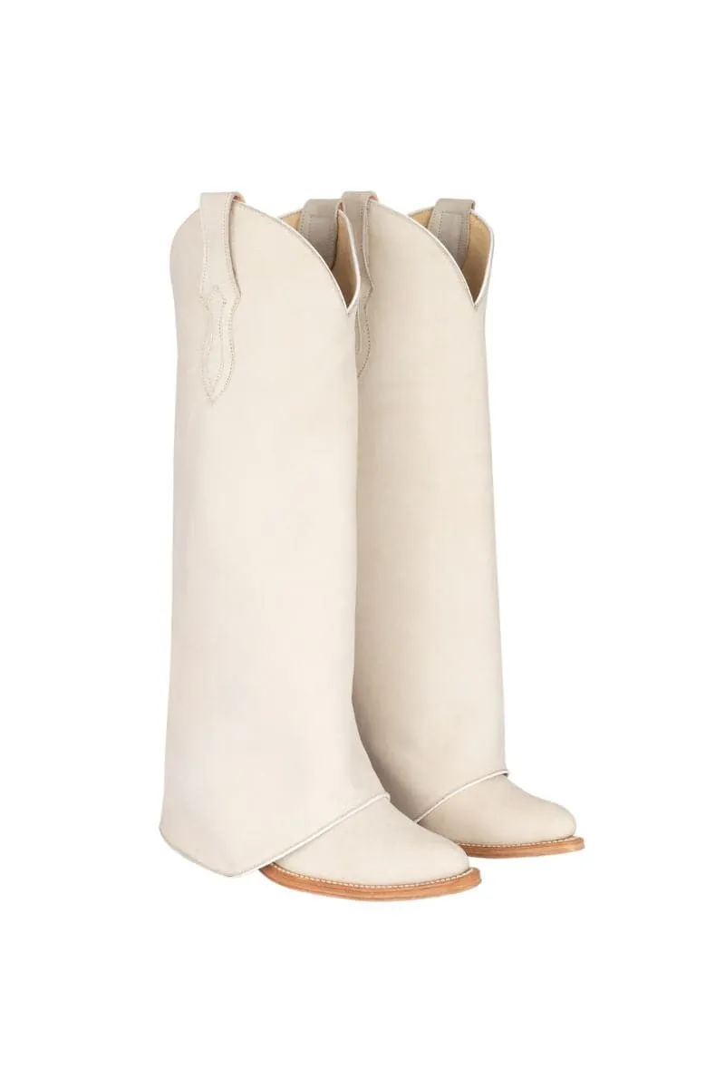 BEIGE NUBUCK BASIC COWBOY BOOTS