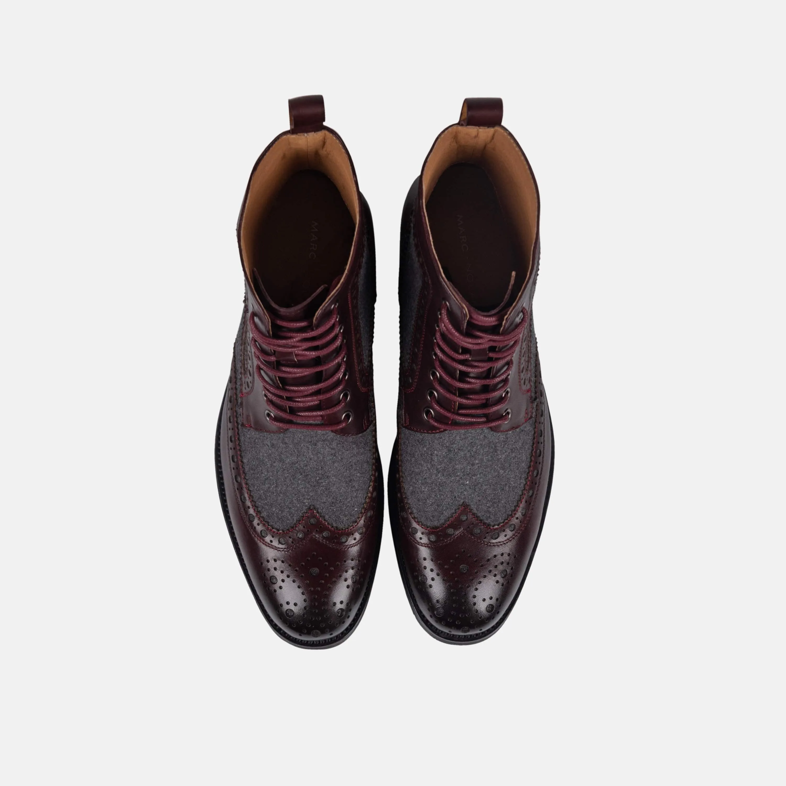 Belmont Oxblood Leather Wingtip Combat Boots