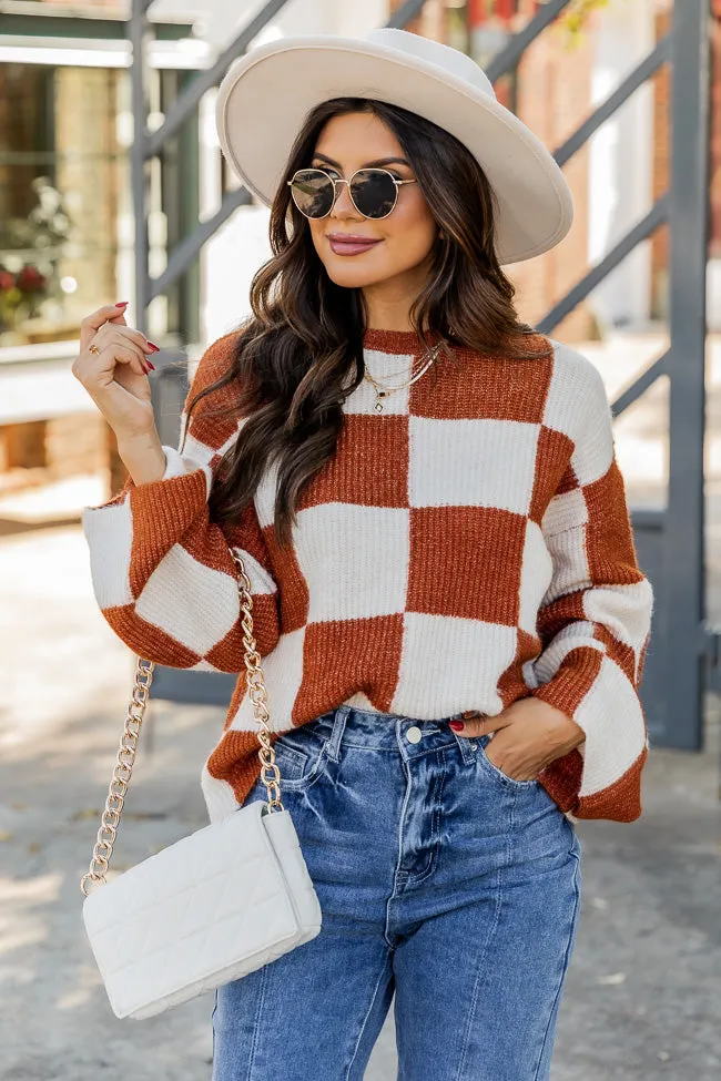 Best Behavior Brown Checkered Sweater DOORBUSTER