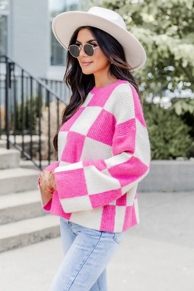 Best Behavior Pink Checkered Sweater DOORBUSTER