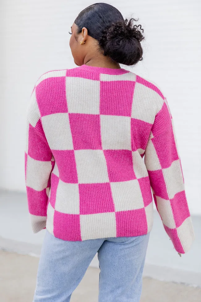 Best Behavior Pink Checkered Sweater DOORBUSTER