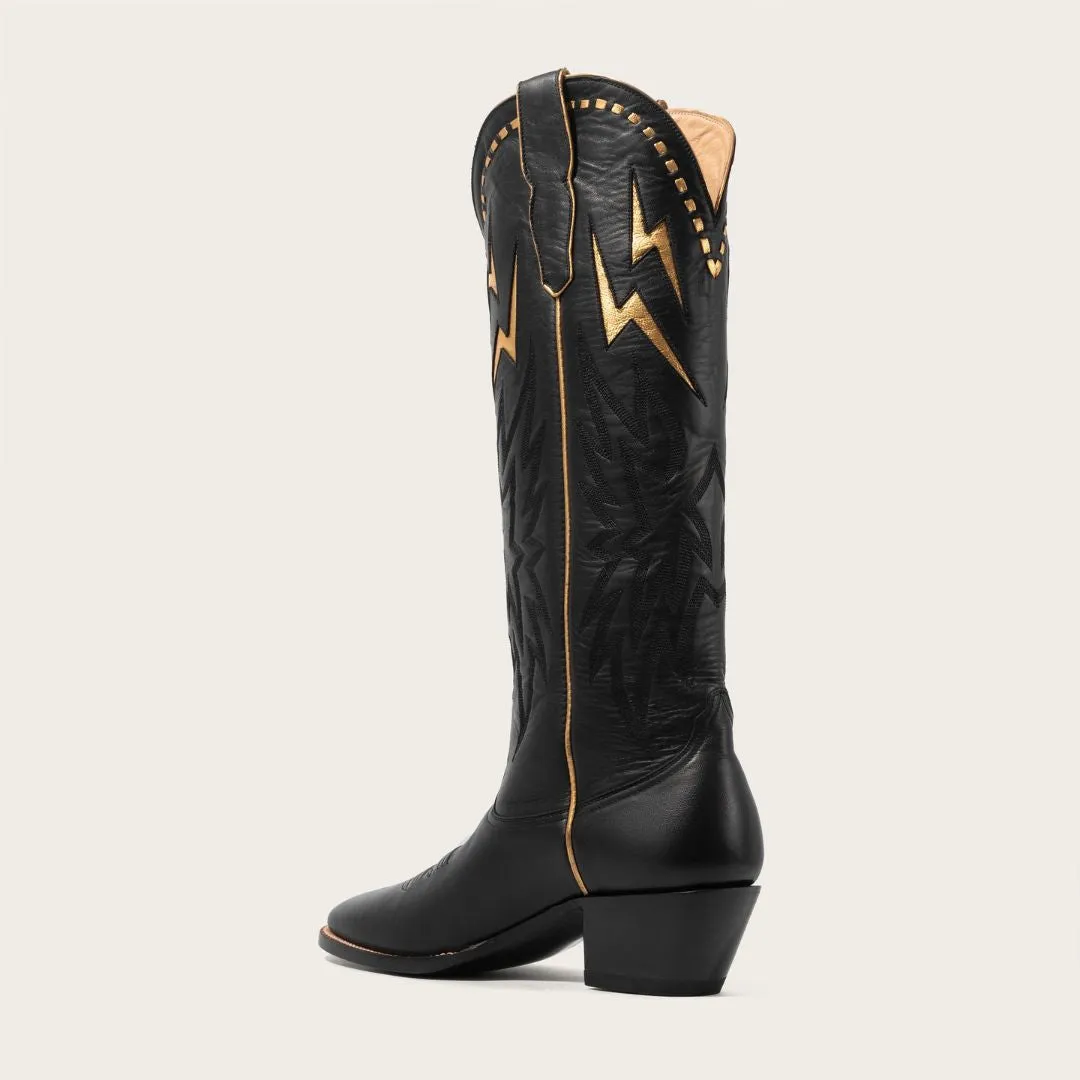 Black & Gold Lightning Boot