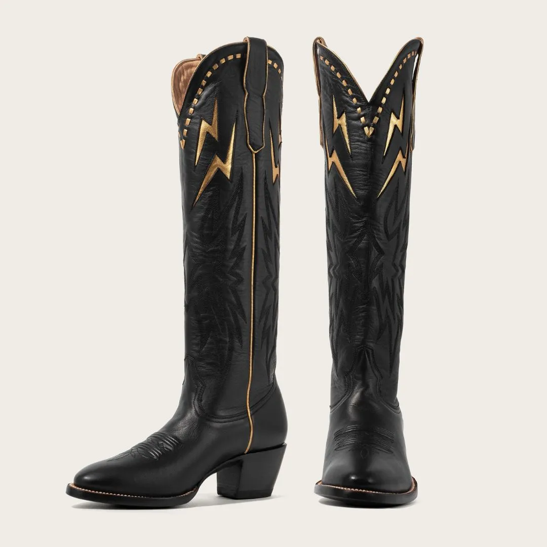 Black & Gold Lightning Boot