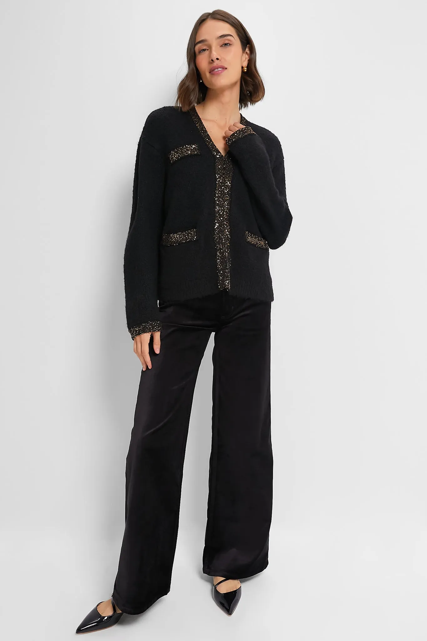 Black Boucle Fallon Cardigan