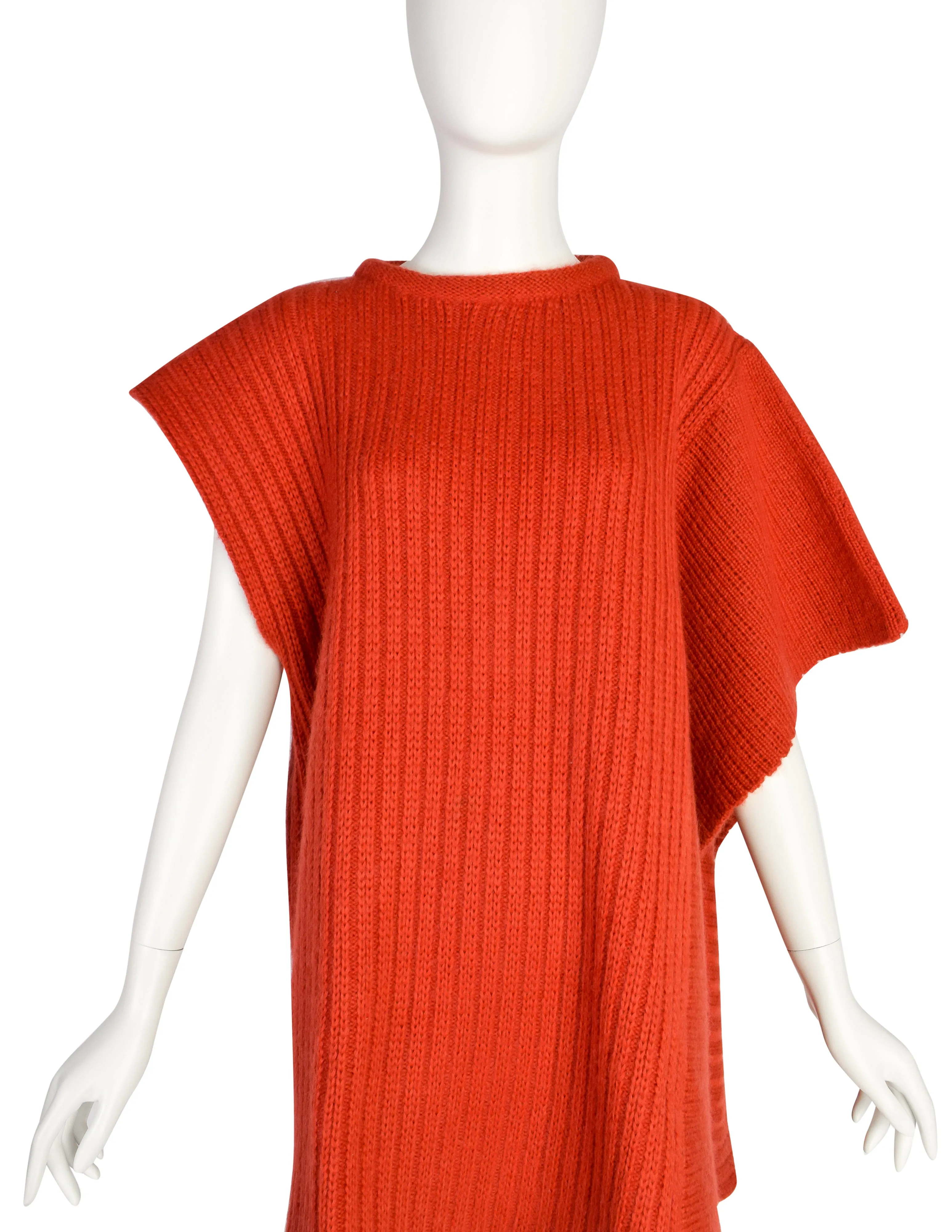 Chloe Vintage AW 1982 Rare Asymmetrical Burnt Orange Knit Mohair Wool Cape