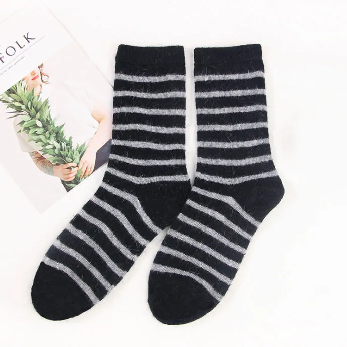 Cozy and Warm | Wool Socks | Black Stripes