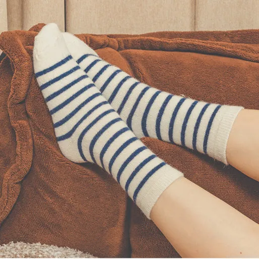 Cozy and Warm | Wool Socks | White Stripes