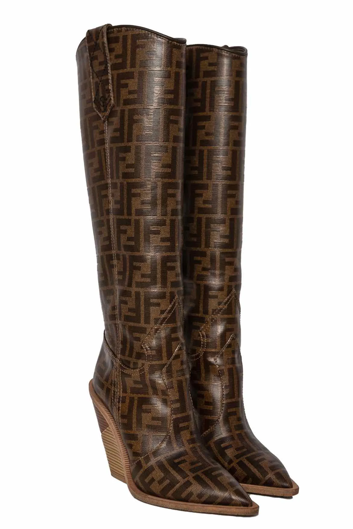 Fendi Size 37 Zucca FF Logo Printed Boots