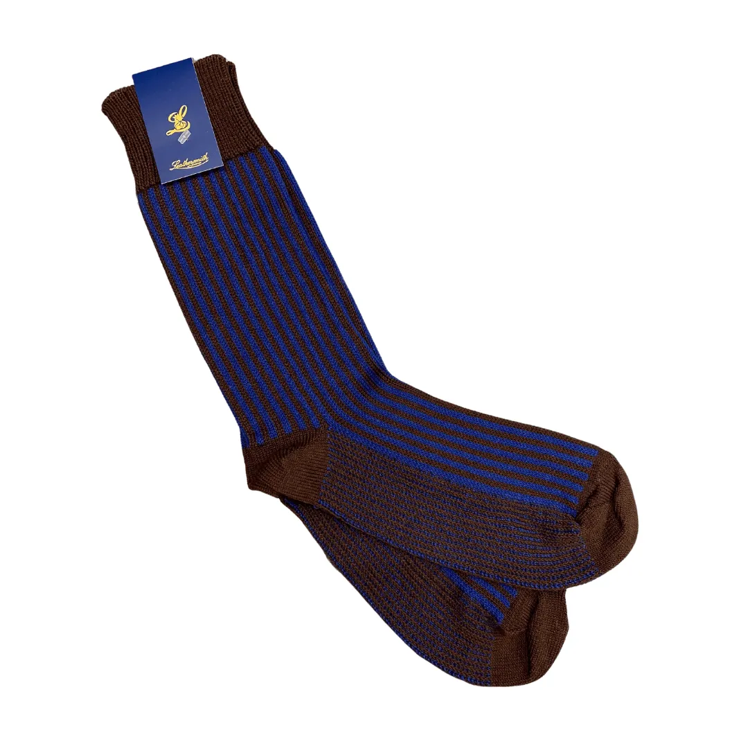 KENSINGTON RIBBED SOCKS INKY/DARK CHOCOLATE