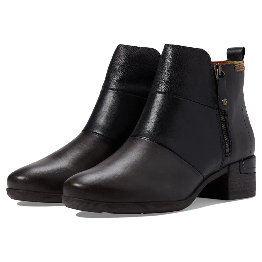 Malaga Calfskin Leather Women's Zip Up Ankle Boots