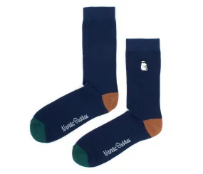 Moominpappa Relaxing Embroidery Men Socks - Navy