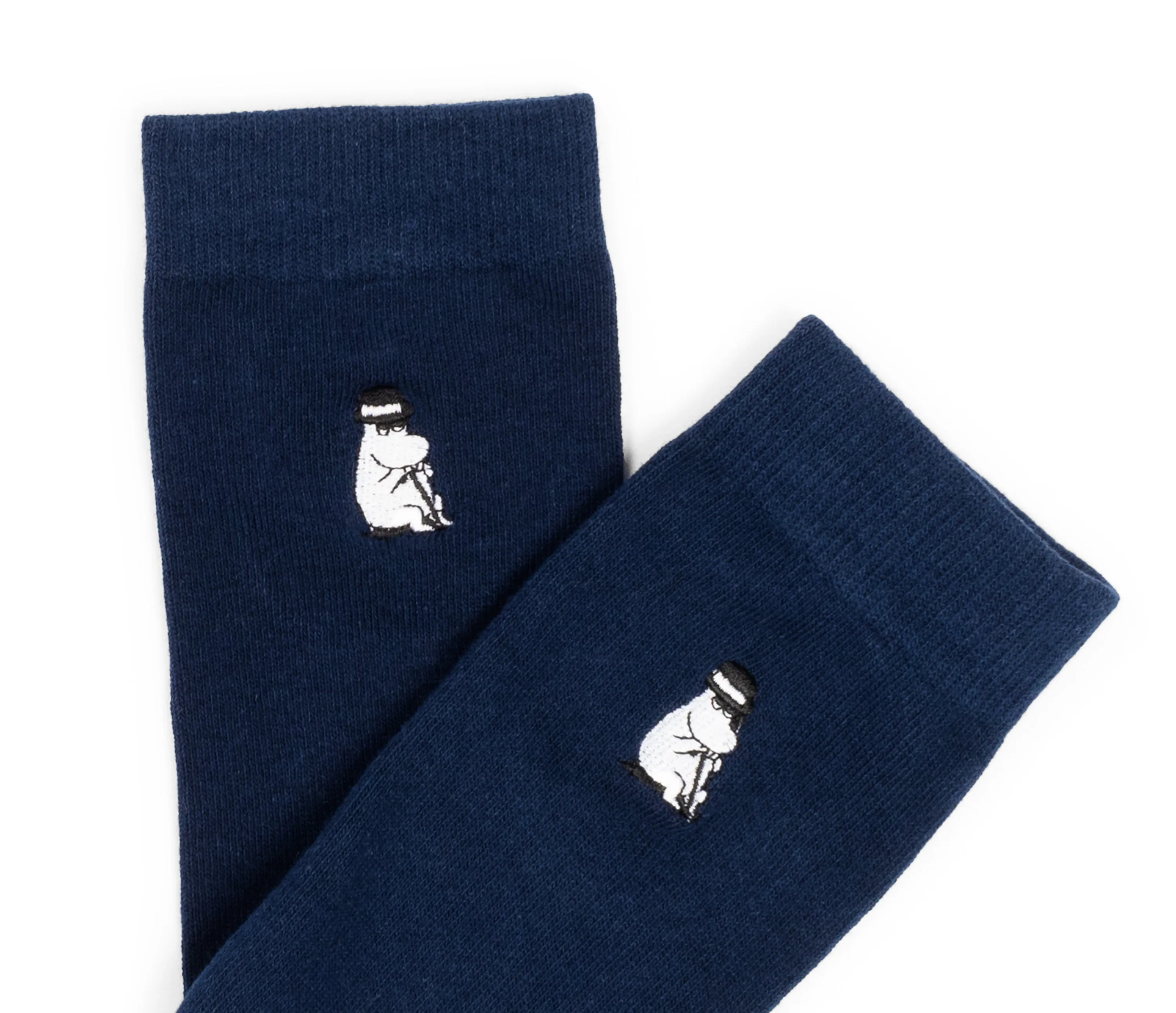 Moominpappa Relaxing Embroidery Men Socks - Navy