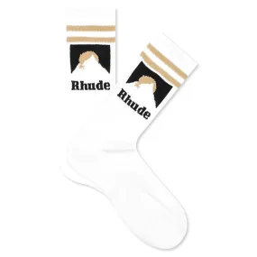 Mountain Logo Socks - White/Black/Gold