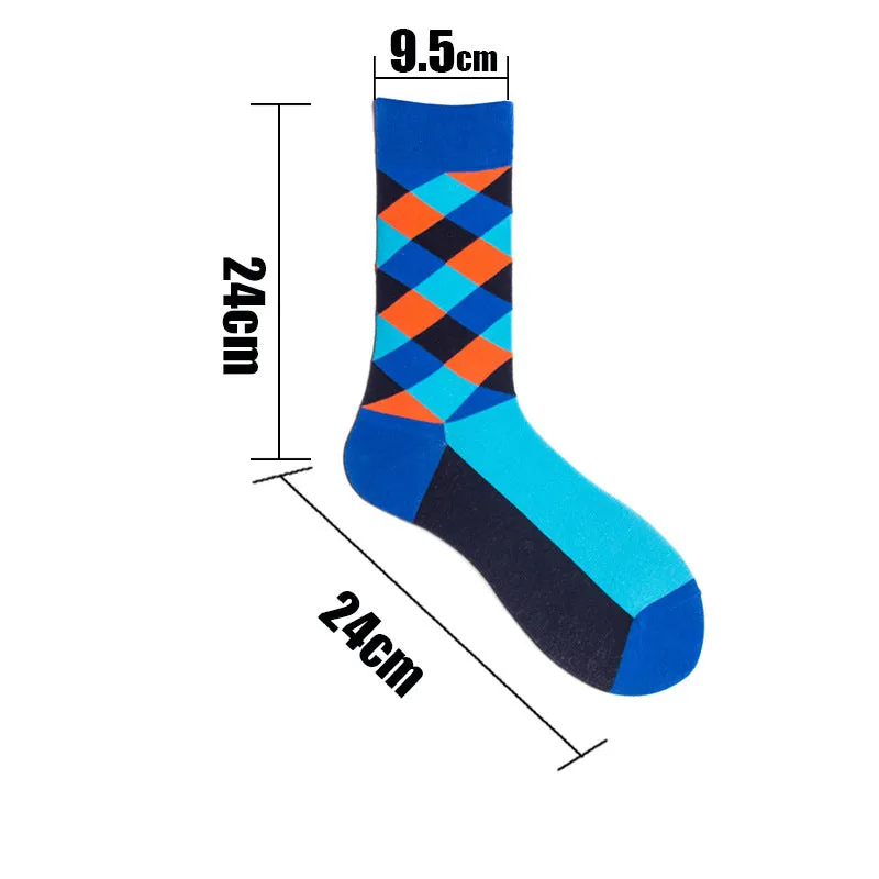 Rhombus Plaid Retro Contrast Color Tube Socks