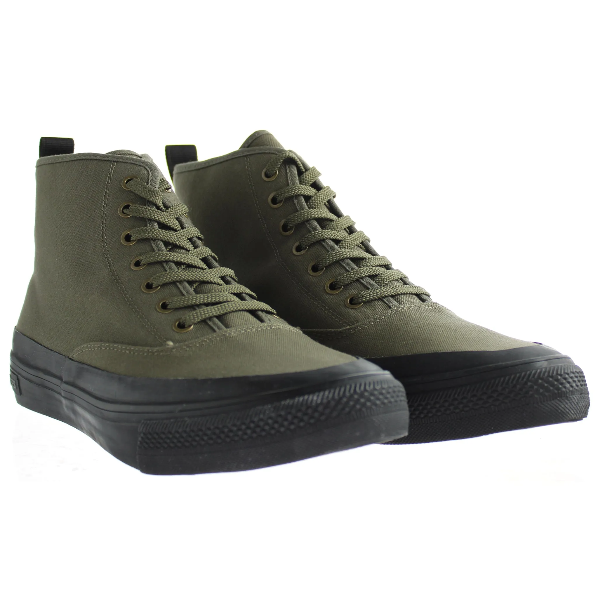 Seavees Mariners Green Ventile Canvas Boot Green Mens Boots