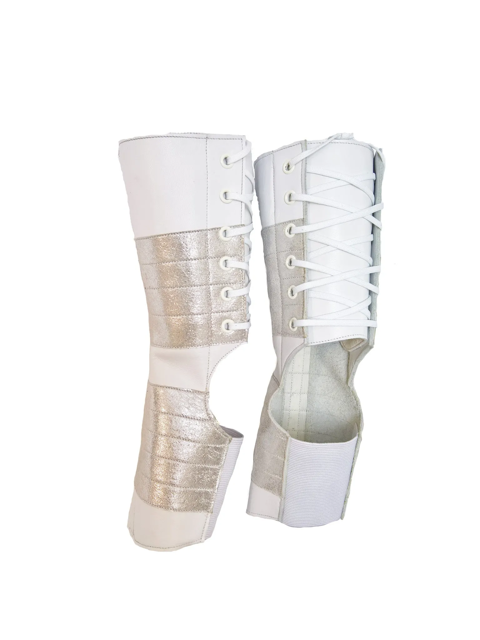 Short WHITE Aerial Boots & SILVER suede panels