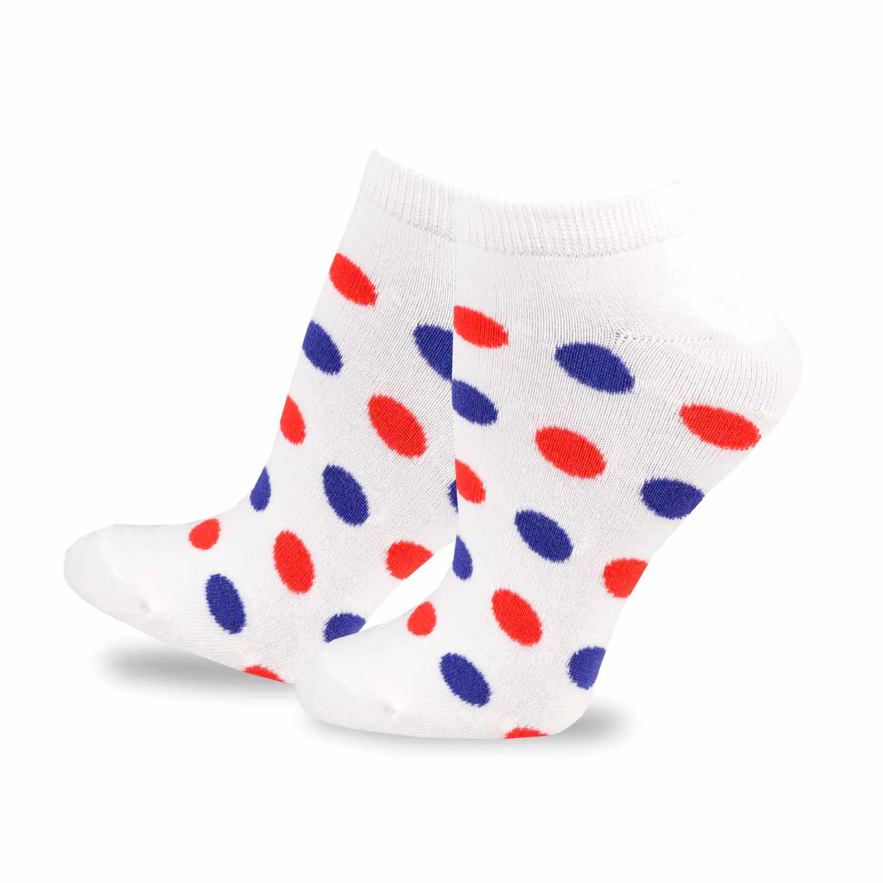 TeeHee Socks Women's 4th of July Cotton No Show Stars, Stripes and Dots 6-Pack (11153)