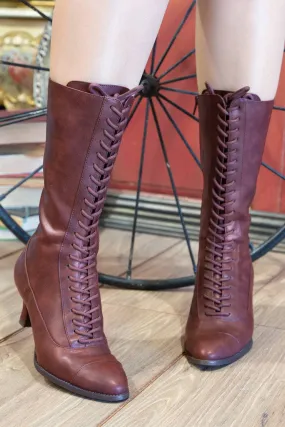 Victoriana Calf High Boots (Burgundy)